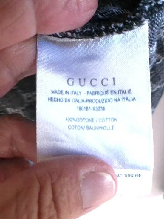 Gucci GG Monogram Long Sleeve Polo Shirt Gray Black Trim Italy Men’s Medium - Picture 3 of 4